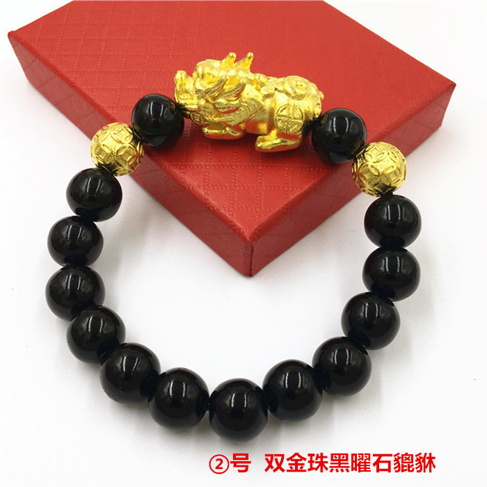 金貔貅手链六字真言佛珠饰品3114