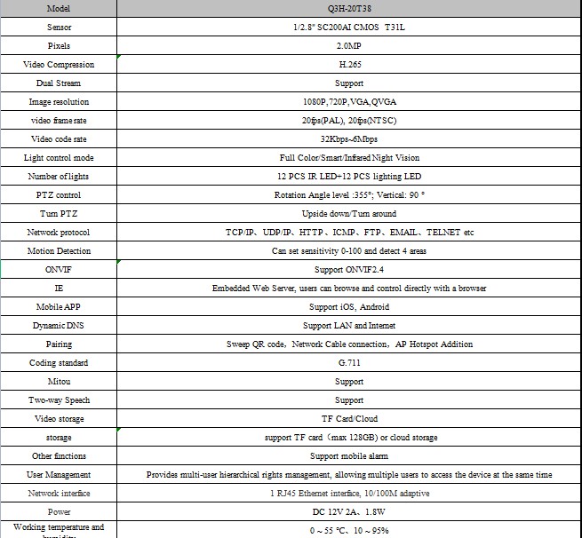 HKS PT 2MP EXTERIOR WIFI  CAMHIPRO Q3H-20T38