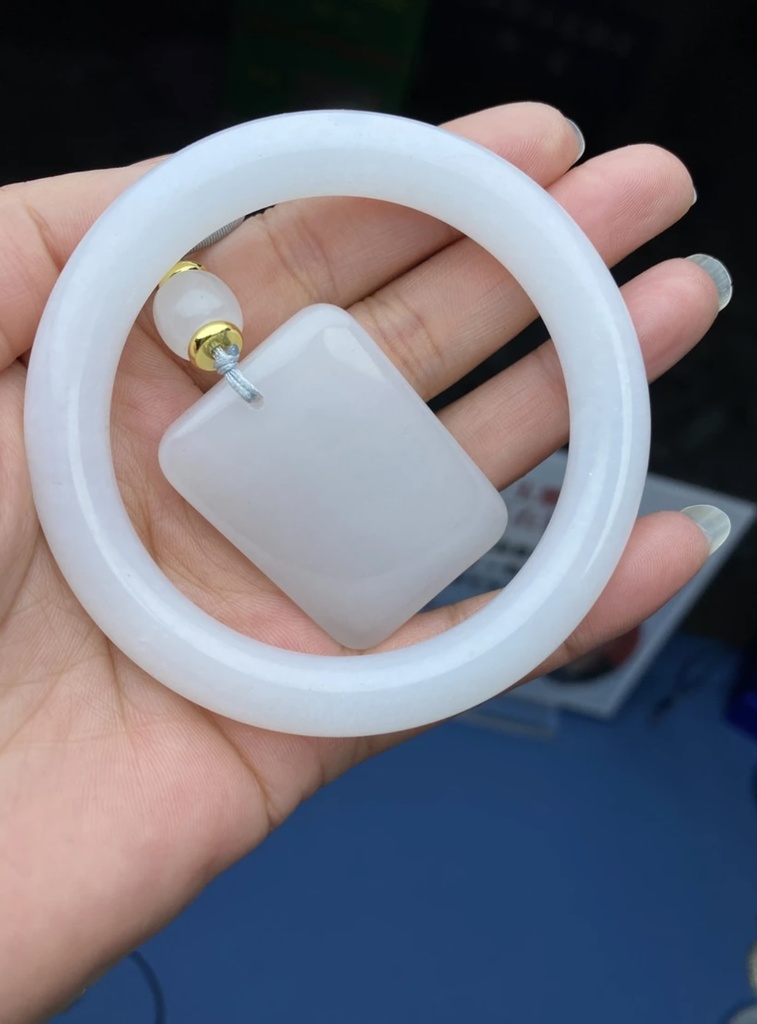 天然正品新疆金丝玉手镯➕平安牌