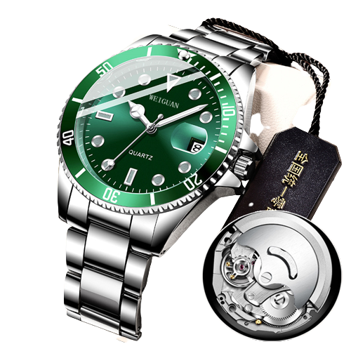 Reloj mecánico completamente automático calendario luminoso impermeable 728 fantasma de agua verde