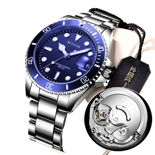 Reloj mecánico completamente automático calendario luminoso impermeable 728 fantasma de agua azul