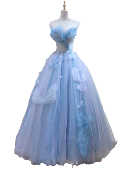 VESTIDO DE PRINCESA DE LA NOVIA EN COLOR AZUL