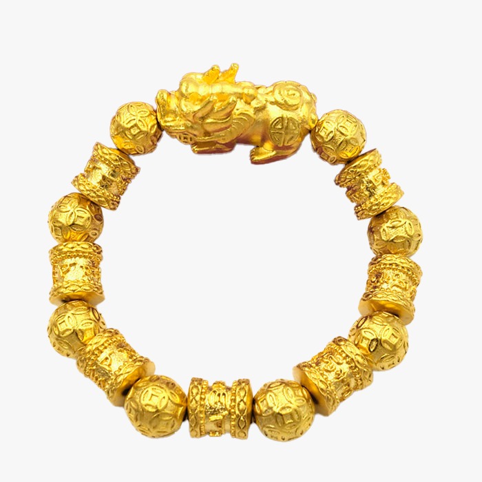Cuentas Barril Dorado + Cuentas Redondas Oro Pixiu 3114