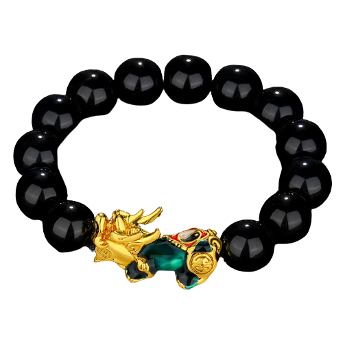 Pulsera Pixiu [Tai Chi - Get Rich + 14mm Obsidian]