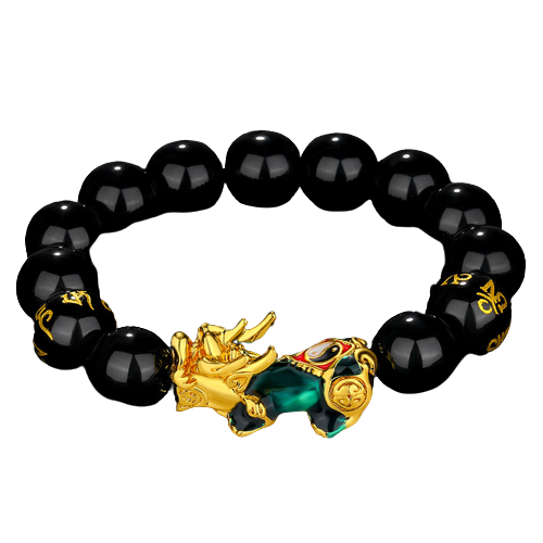 Pulsera Pixiu [Tai Chi - Time Comes] 14mm Obsidiana