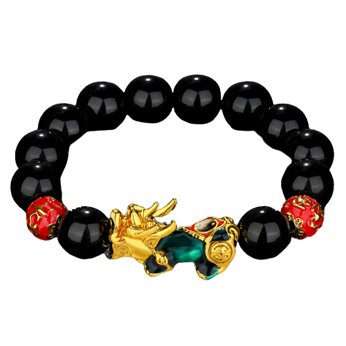 Pulsera Pixiu [Tai Chi - Fulu Shuangquan - Rojo] 14mm