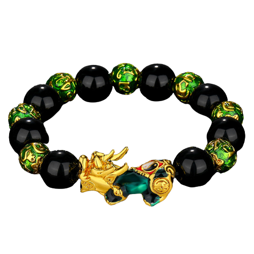 Pulsera Pixiu [Tai Chi - Ocho Direcciones hacia la Riqueza - Verde] 14mm