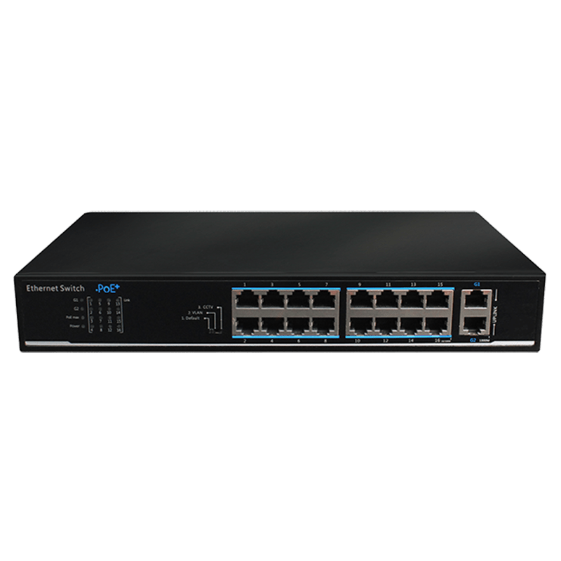 UTEPO SWITCH POE 16 PUERTOS 10/100 + 2 PUERTOS GIGABIT UTP1218-PSB150