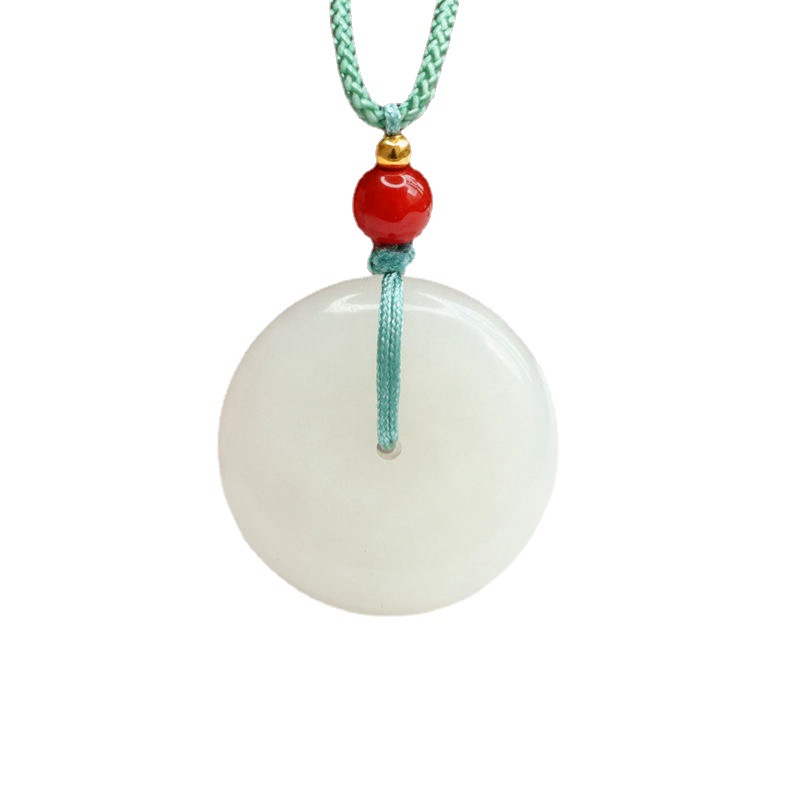 COLGANTE DE JADE BLANCO HE TIAN 25MM