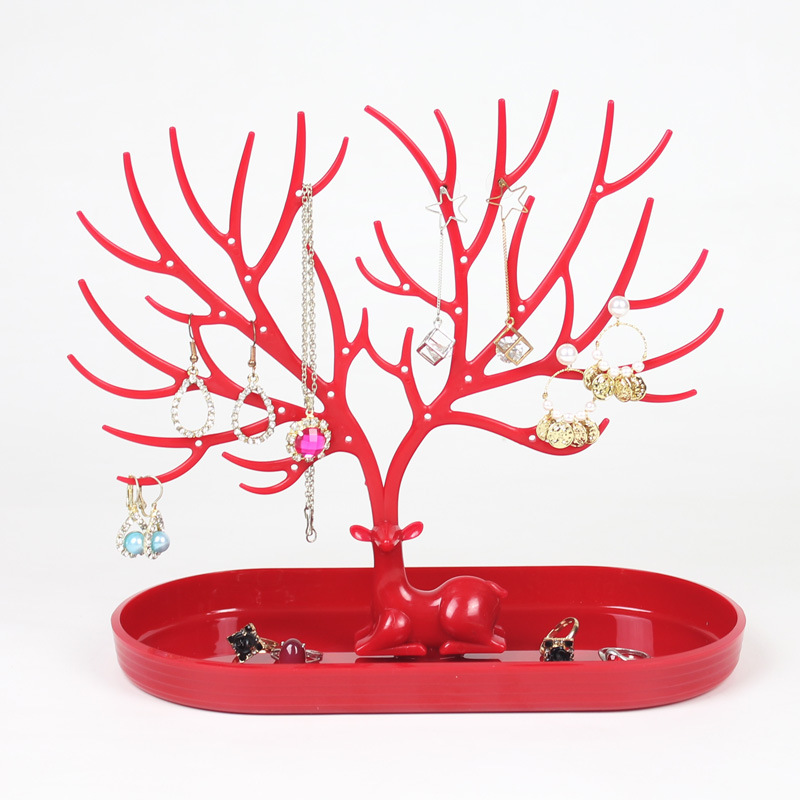 Estante de plástico decorativo para pendientes, collar y pulsera