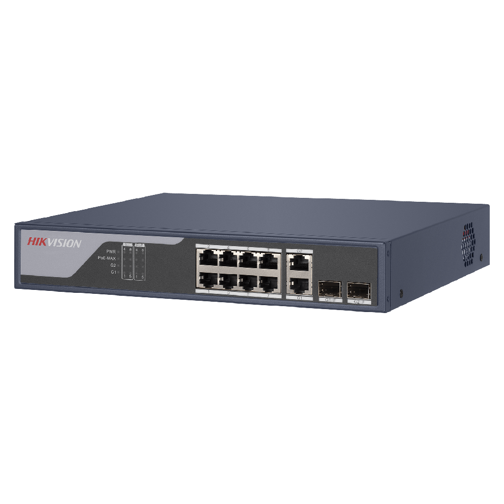 HIKVISION SWITCH 8 PUERTOS POE 10/100 + 2 PUERTOS GIGABIT COMBO DS-3E1310P-SI