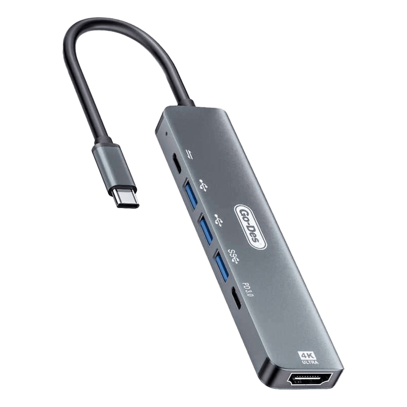 ADAPTADOR USB-C MULTIPUERTO - HDMI - USB 3.0 - USB-C PD