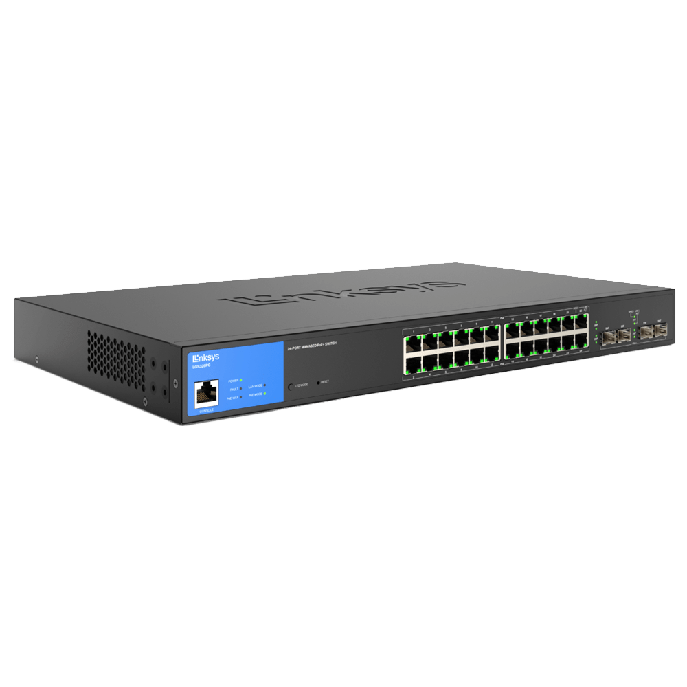 LINKSYS SWITCH GIGABIT 24 PUERTOS POE+ 4 PUERTOS SFP GIGABIT LGS328PC
