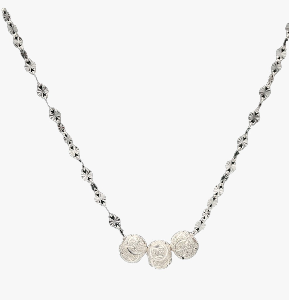 99.9% PLATA FINA COLLAR DE DISEÑO NIEVE CON 3 BOLITAS 
