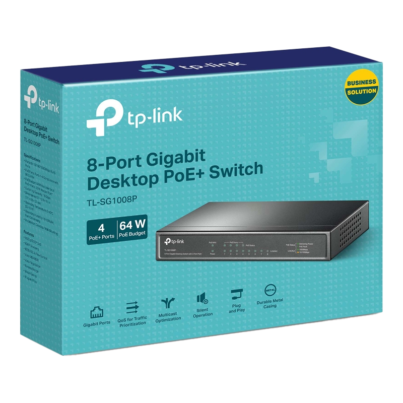 TP-LINK SWITCH POE GIGABIT 4+4 PUERTOS (4 POE+) TL-SG1008P