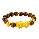 Pulsera de ojo de tigre con cuentas dobles Big Pixiu
