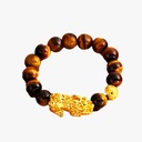 ABALORIOS PIXIU CHAPADOS EN ORO 12MM PIEDRA OJO DE TIGRE 153