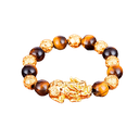 Pixiu 7 Abalorios Oro Piedra Ojo De Tigre Bañado En Oro 12mm153