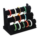 Soporte de joyería negro de tres niveles