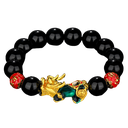 Pulsera Pixiu [Tai Chi - Fulu Shuangquan - Verde] 14mm Obsidiana