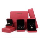 CAJA DE ANILLO GRANDE DE ESQUINA REDONDA DE CUERO PU ROJO VINO