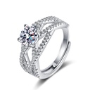 ANILLO CIRCON DISEÑO DE CRUZA AJUSTABLE PARA COMPROMISO Y BODA154