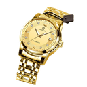 Reloj mecánico totalmente automático de acero dorado 619 con esfera dorada.