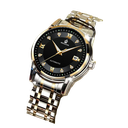 Reloj mecánico totalmente automático 619 correa de acero dorado cara negra