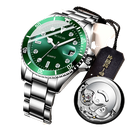 Reloj mecánico completamente automático calendario luminoso impermeable 728 fantasma de agua verde