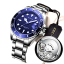 Reloj mecánico completamente automático calendario luminoso impermeable 728 fantasma de agua azul